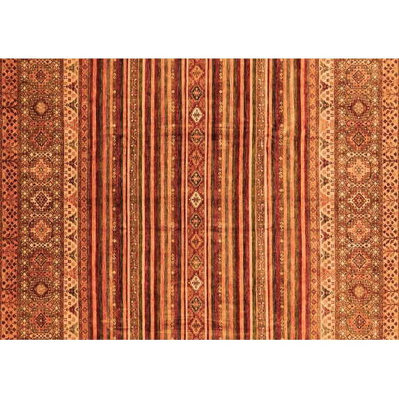 Ahgly Company Indoor Rectangle Abstract Orange Modern Area Rugs, 4' x 6'