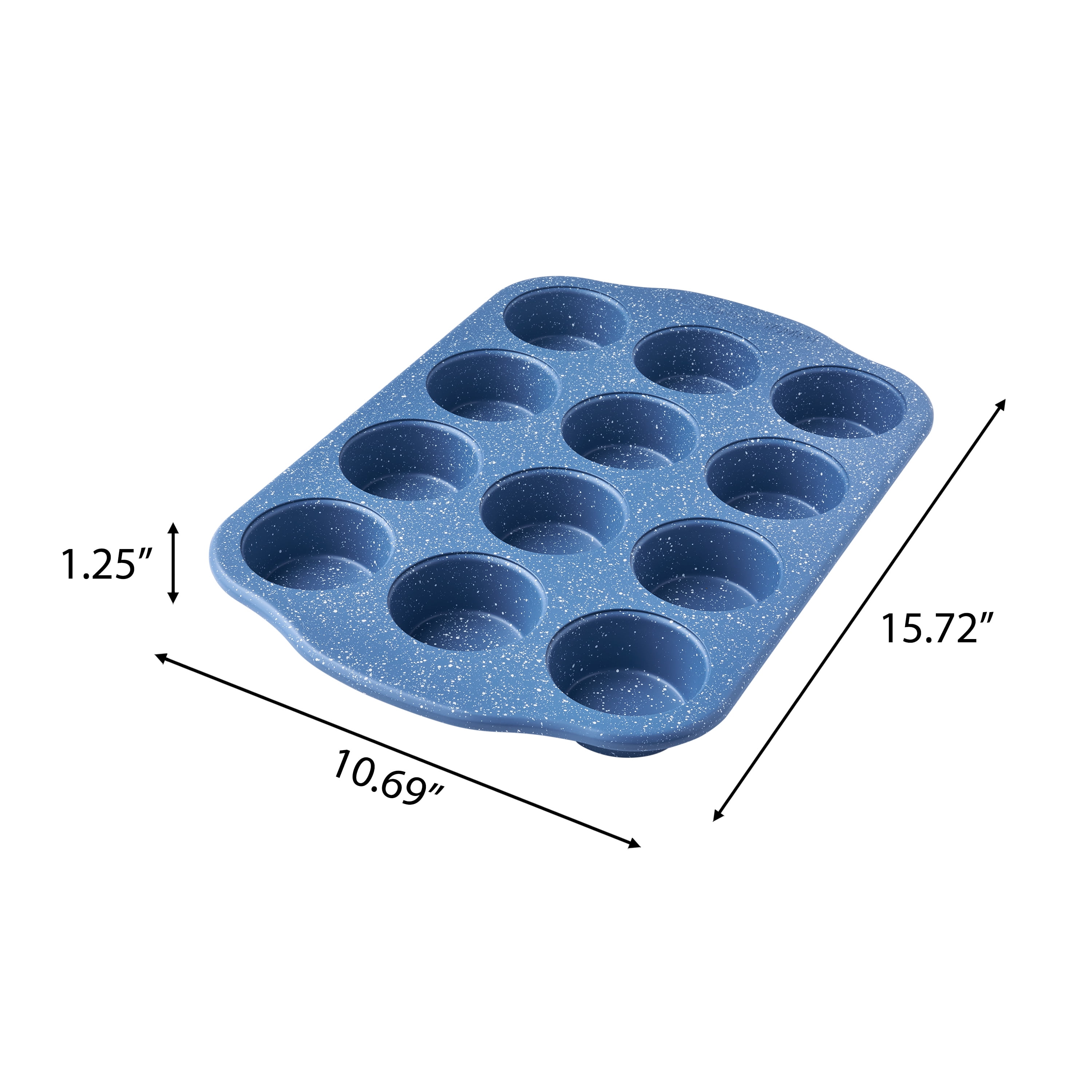 The Pioneer Woman Blue Speckle 12-cavity Nonstick Muffin Pan, Aluminized Steel, 11 in x 16 in