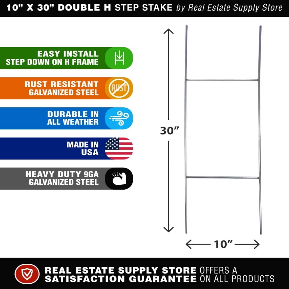 Heavy Duty Metal Wire Yard Stakes for Yard Sign, 10 x 30in H Frame, 10 Pack