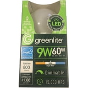 2 count Greenlite 120 Volt 9 Watt - 60 watt Equivalent Dimmable A19 Medium Base Light Bulb