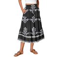 thumbnail image 2 of Unir Women Symmetrical Ethnic Floral Print Multi-Tiered Flow Four Way Stretch Midi Skirt Drawstring Ruffle Waist Casual Side Pocket Long Bottom 1PC S-XXL Plus Size Friendly, 2 of 5