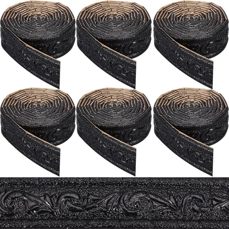 543 x 1.8in Peel and Stick Molding Black 3D Self Adhesive Wallpaper Border Flexible Baseboard Trim Mirror Sticky Wall Edging Base Lines Foam for Hotel Home DIY Decor