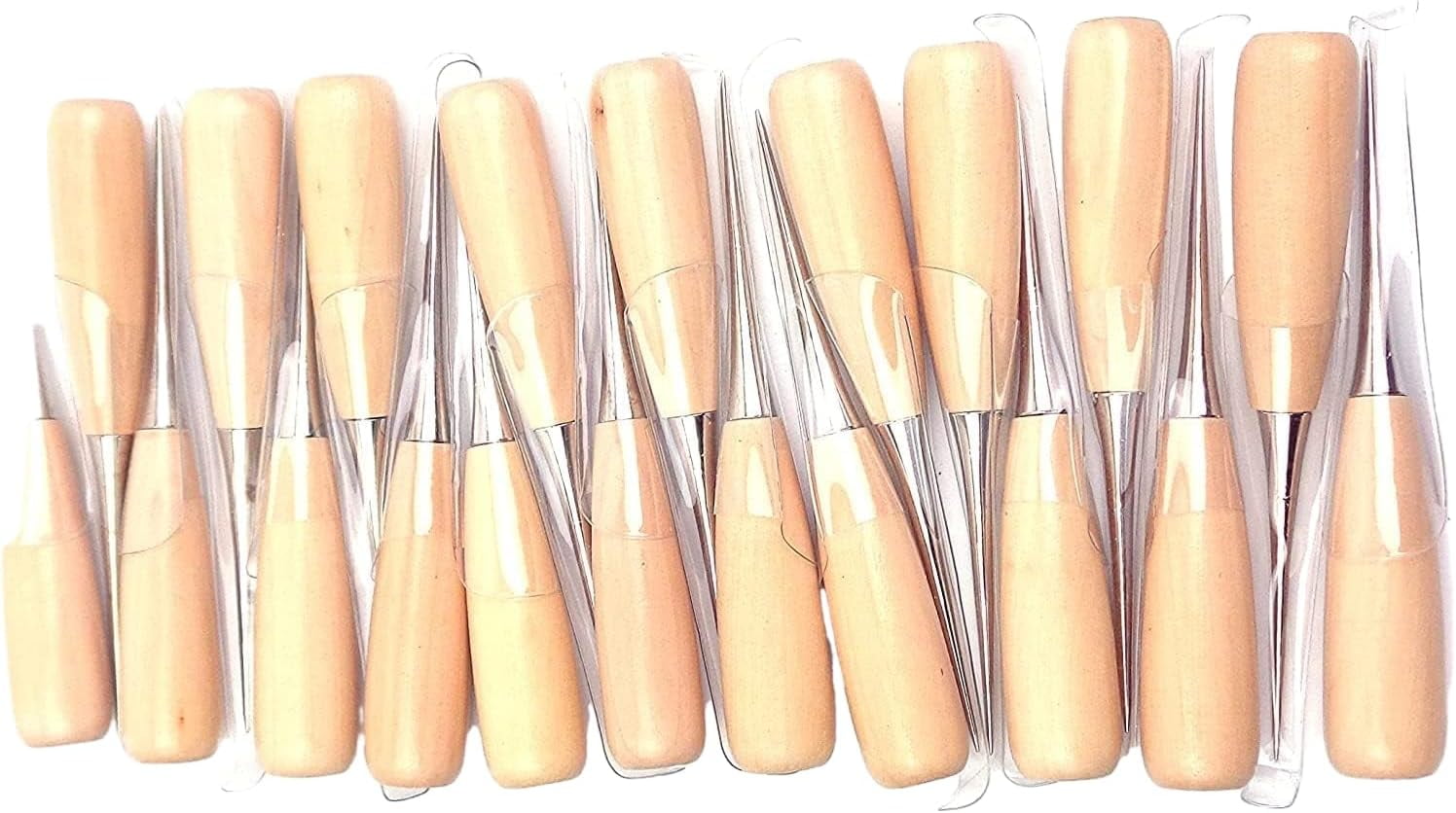 ABPETE 20-Pack Leather Stitching Awls,Stainless Steel Needles with Wooden Handle,Heavy-Duty Repair Tool for Shoes, Bags & Canvas