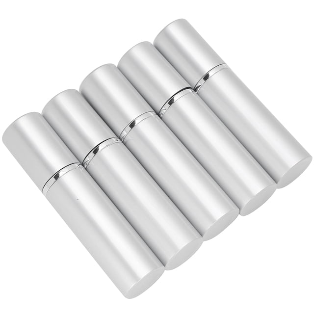 Botella de perfume en aerosol recargable de aluminio, atomizador de perfume vacío portátil, 10 ml x 5 piezas, color plateado