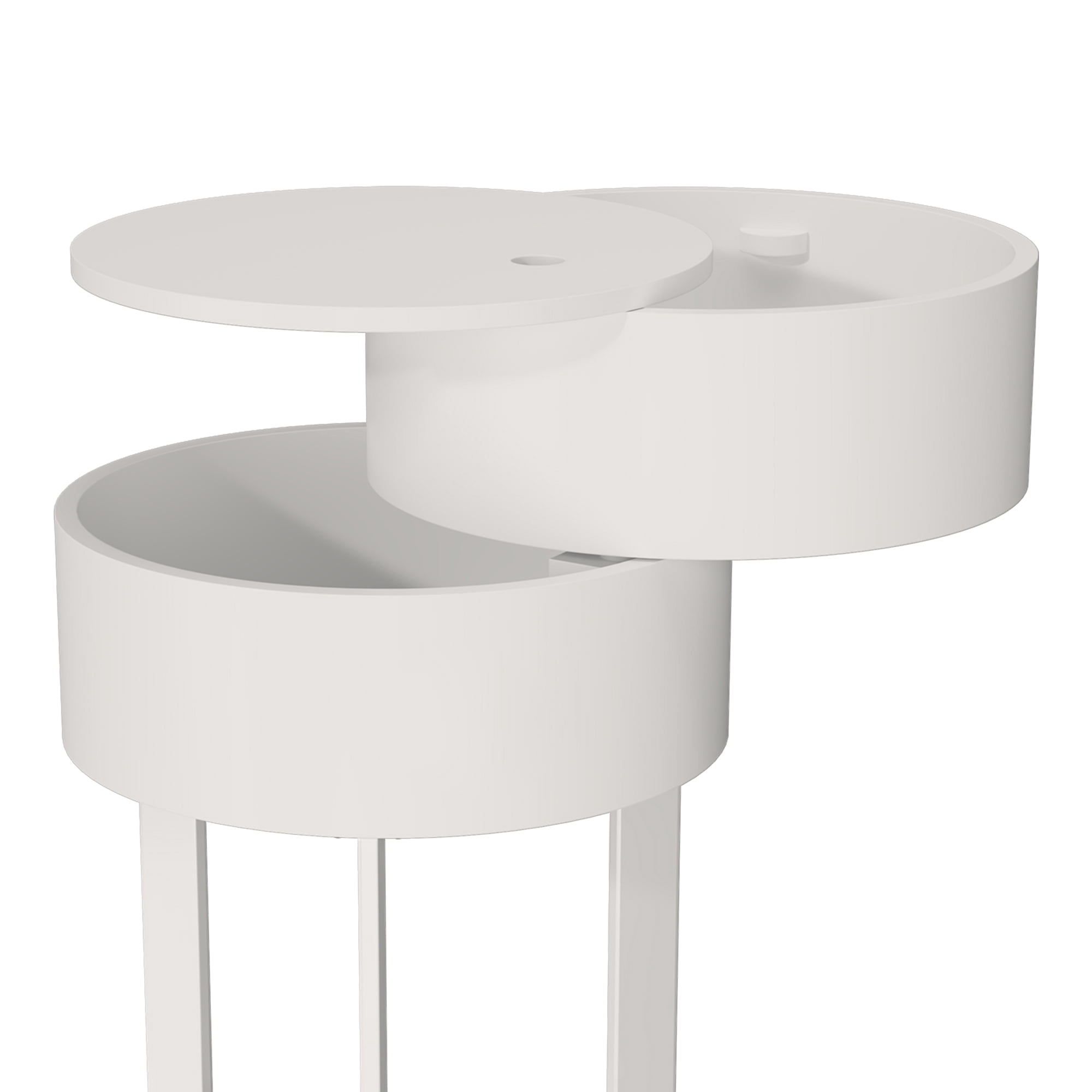 HLR Modern Round Nightstand Set of 2 with Drawer, 2-Tier End Table for Living Room, Bedroom, White