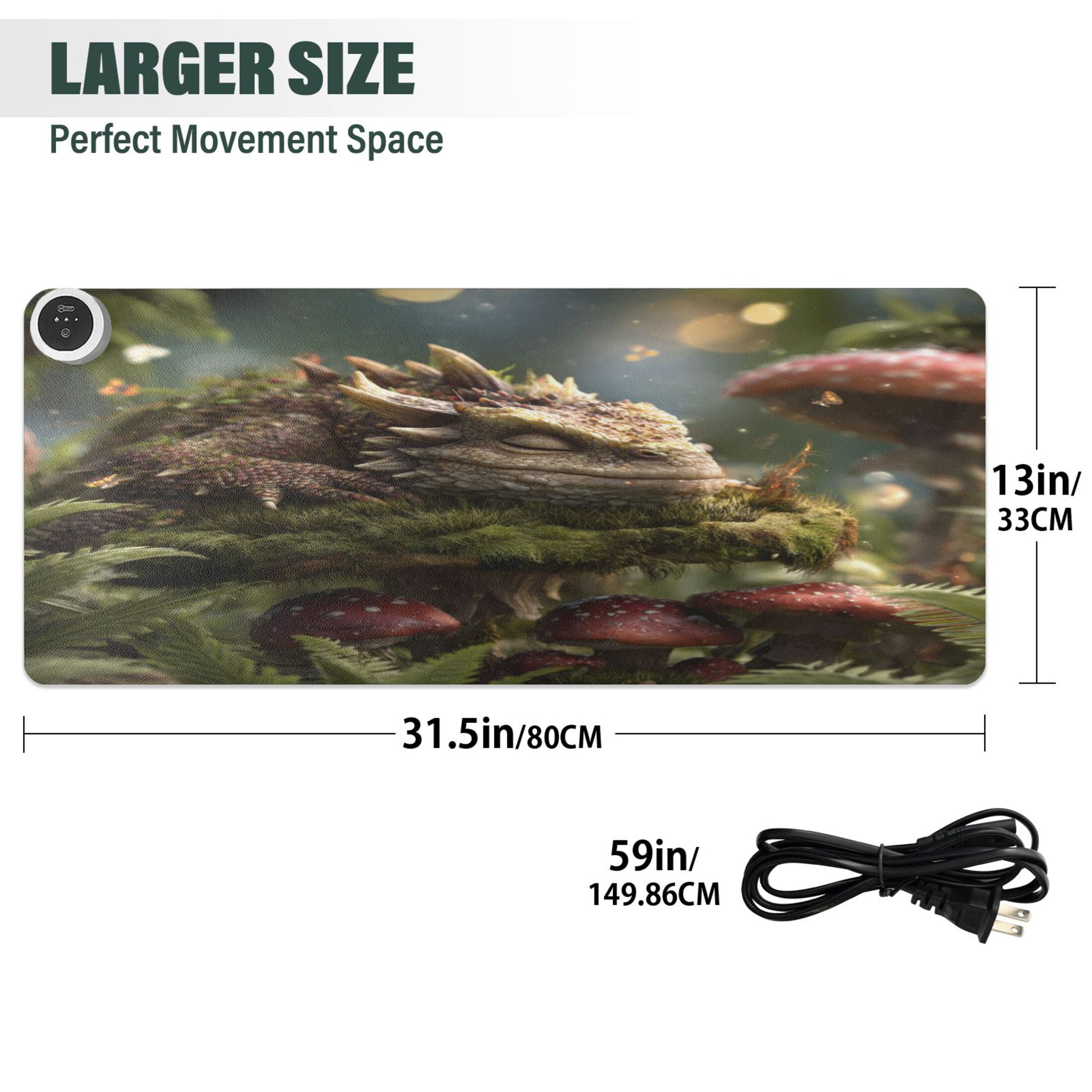 Wobogo Lizards Heated Mouse Pad Extra-Large Desk Mat With 3 Heating Levels and 3-hour Auto Shut-Off Protection Ideal for Computer Keyboards Home Office Hand-warming Essential 31.5in × 13in