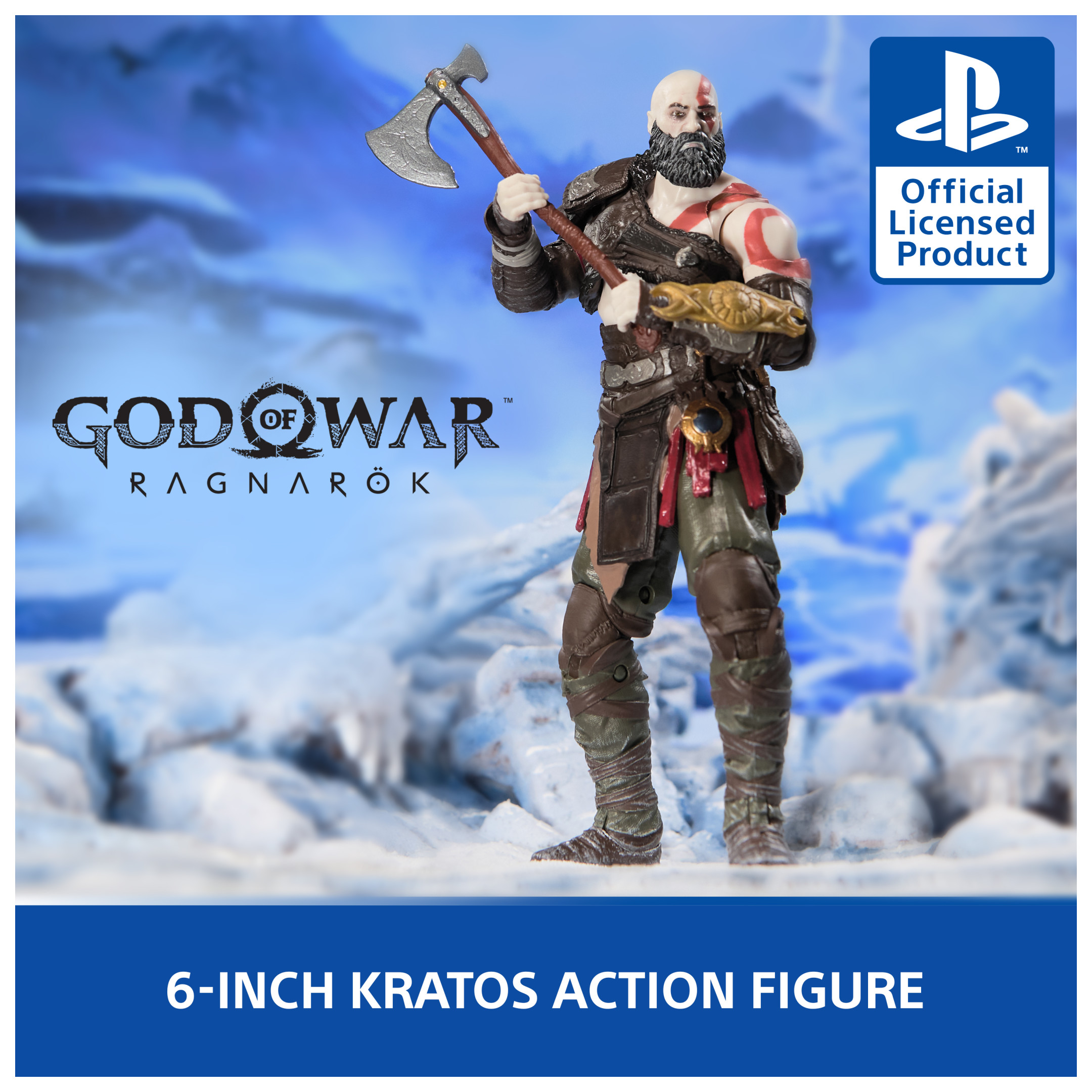 PlayStation God of War Ragnarök, 6” Kratos Action Figure with 5 Accessories, 17+