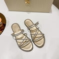 thumbnail image 4 of Women's Glitter Rhinestone Flat Criss Cross Strappy Open Toe Sandals On Slippers, 4 of 4