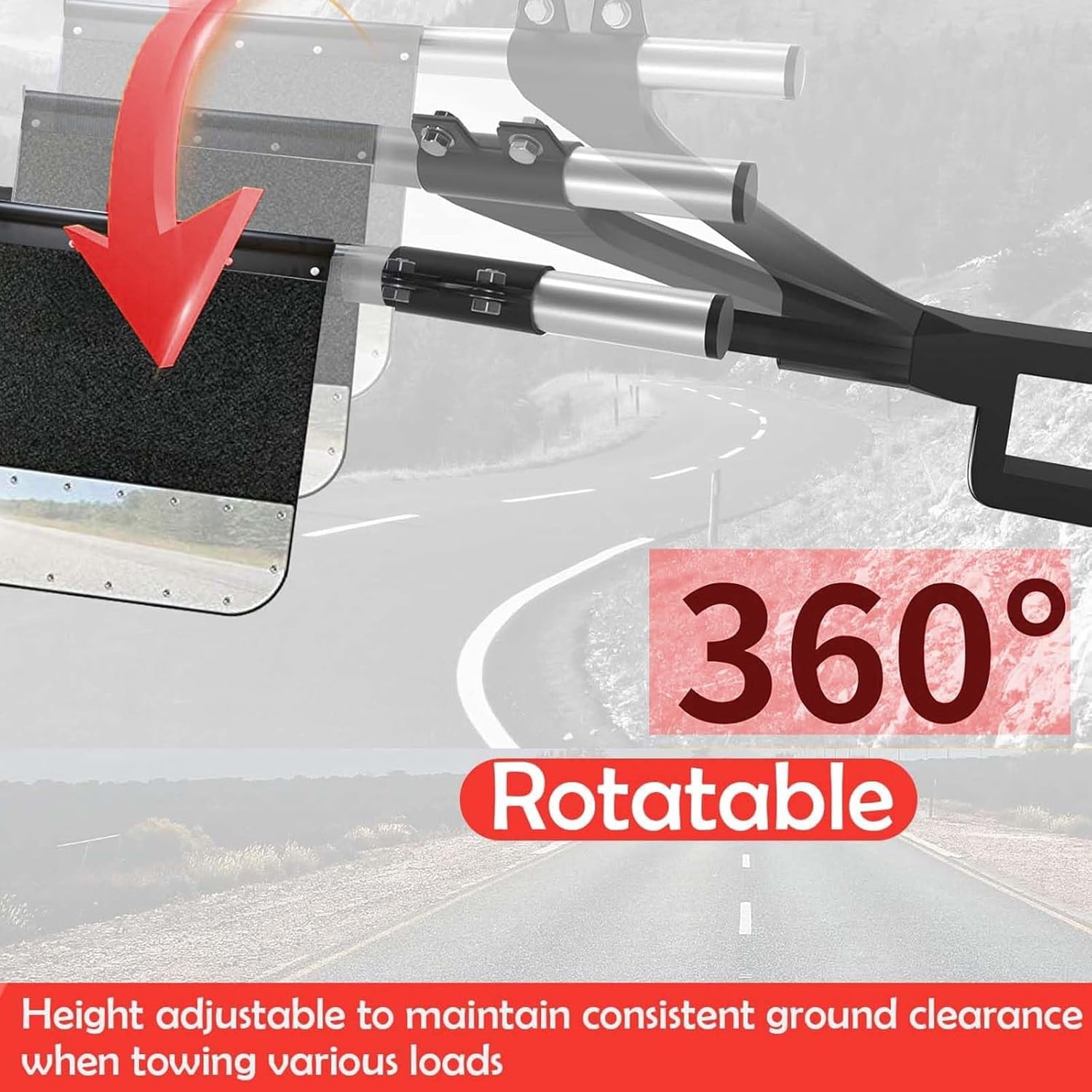 2" 2.5" 3" Hitch Mounted Mud Flaps, W/Stainless Steel Mud Flap Weights/Backing Plate Universal Heavy-Duty Mud Flaps System Height and Width Adjustable for Most Types of Vehicles