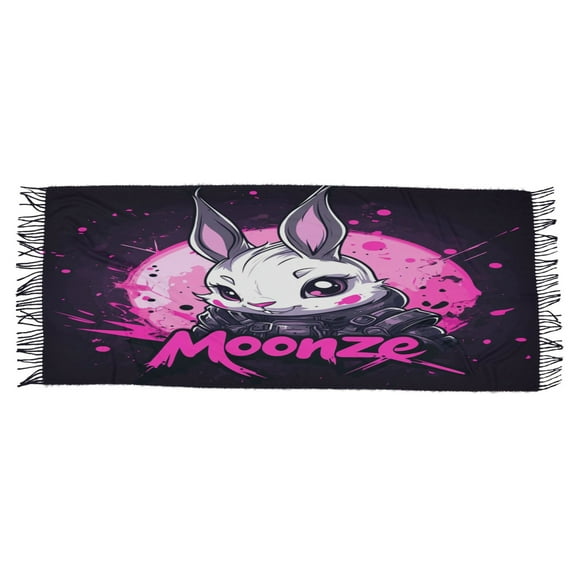 BZSMCE Women Scarf Cute Cartoon Rabbit Simple Pattern Soft Warm Long Large Scarves