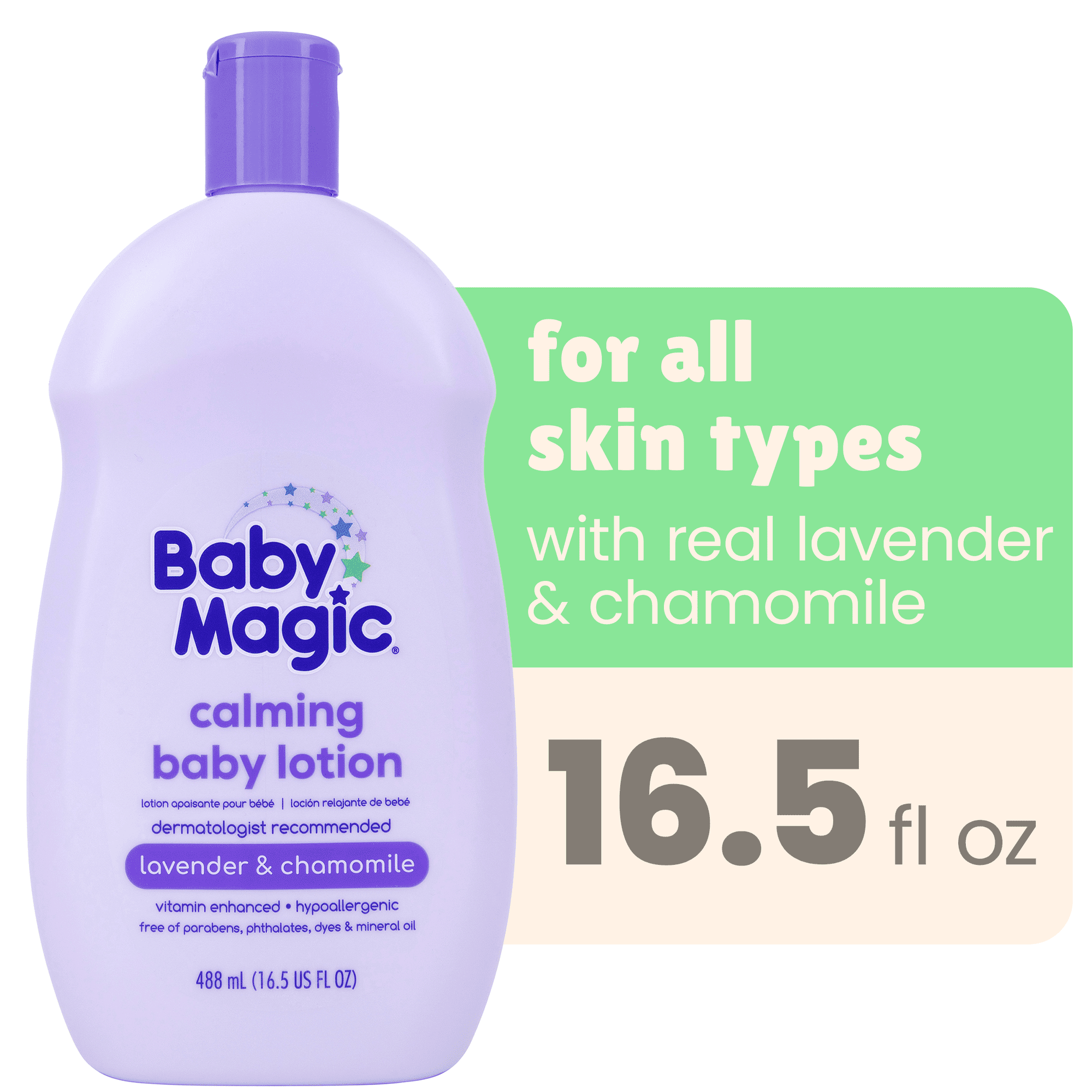 Baby Magic Calming Baby Lotion, 16.5oz, Lavender & Chamomile, Free of Parabens, Phthalates, Sulfates and Dyes