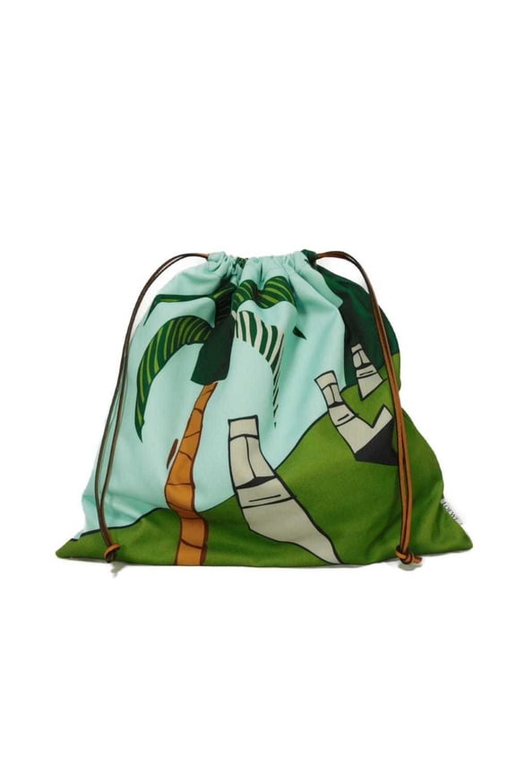 Pre-Owned LOEWE Easter Island Drawstring Pouch Handbag in Multicolored Calfskin with Ken Price...