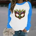 thumbnail image 4 of Xuyuer Mardi Gras Shirts for Women Shirt Funny Mask Graphic Tee Carnival Long Sleeve Shirt V Neck Top, 4 of 6