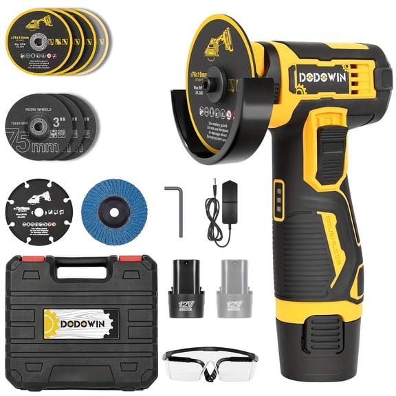 1 Set 12V Mini Cordless Angle Grinder - 19500RPM Electric Polishing Grinding Machine | 2 Lithium Batteries Accessories, Precision Tool for Wood/Metal/Stone/Concrete Grinding
