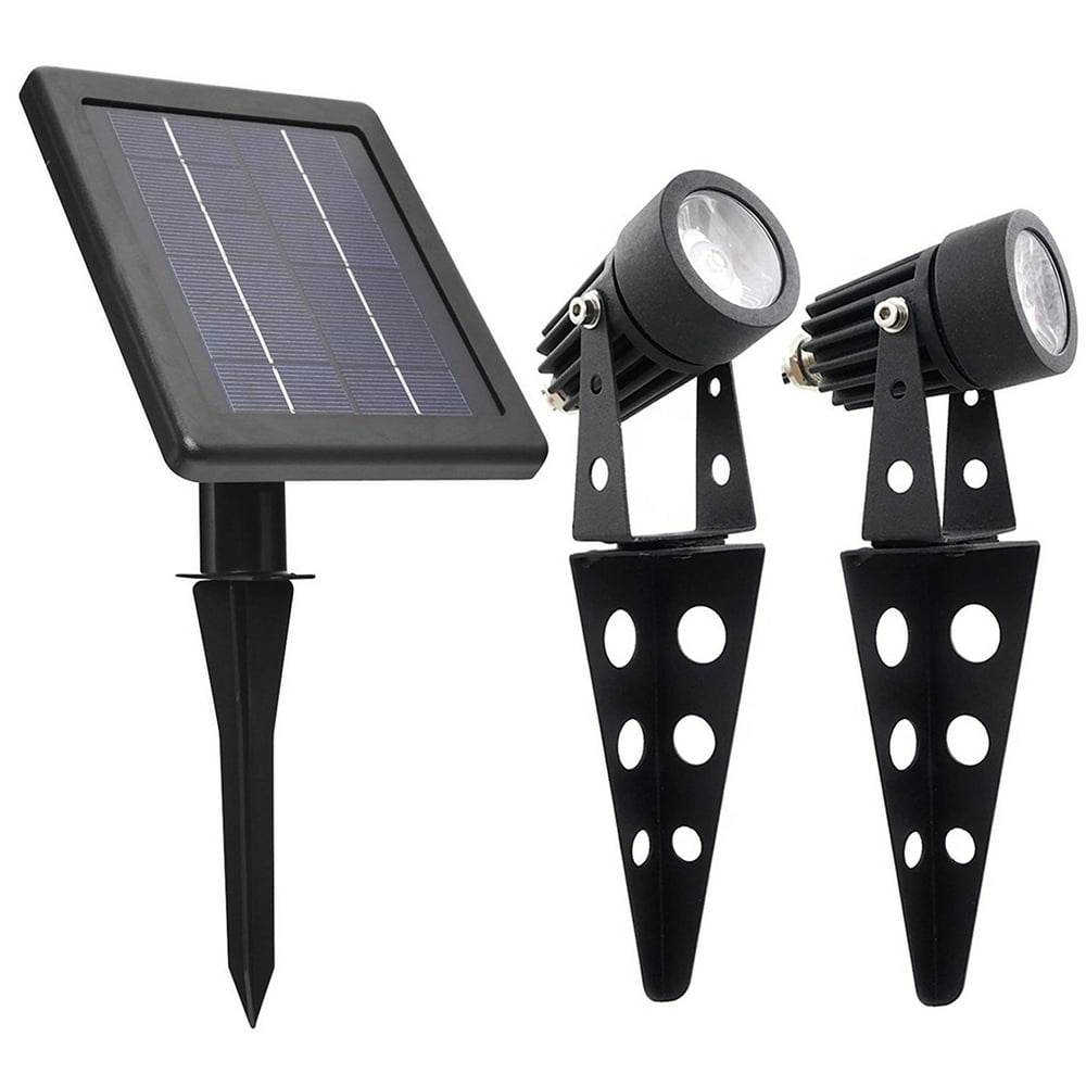 Mini 50X Twin SolarPowered Cast Aluminium Warm White LED Spotlight 60