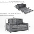 thumbnail image 3 of 55" Convertible Sofa Bed, Pull Out Loveseat Sleeper Sofa, 2 in 1 Folding Couch Bed with Side Pocket and Cups Perfect for Small Spaces, Living Room, Apartment or Office (Dark Grey), 3 of 8