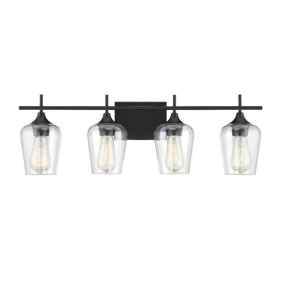 4 Light Bath Bar-Transitional Style with Contemporary and Bohemian Inspirations-9 inches Tall By 28.75 inches Wide-Black Finish Bailey Street Home