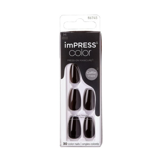 KISS ImPRESS Color - Fake Nails, Coffin Shape Medium