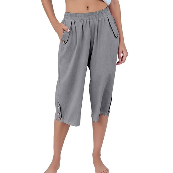 SNKSDGM Women's Plus Cargo Pants Women Stretchy Jeans Capri Pants for Women Casual Women Fashion Solid Athleisure Capri Pants Comfort Loose Pants