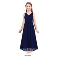 thumbnail image 3 of iEFiEL Big Girls Juniors Chiffon Wedding Bridesmaid Dress Tweens Empire Waist Party Flower Girl Dress Navy Blue 6, 3 of 7