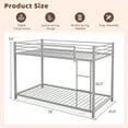 thumbnail image 3 of Gymax Twin Over Twin Low Metal Bunk Bed with Ladder Guardrails for Teens Adults Silver, 3 of 10