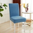 thumbnail image 1 of Funda para silla de restaurante de hotel elástica de una sola pieza engrosada de vellón a cuadros, funda para taburete antiincrustante, funda para silla, 1 of 6