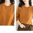thumbnail image 6 of TANGNADE Light Sweaters for Women Long Sleeve Crew Neck Lightweight Soft Knitted Pullover Blouse, Orange S, 6 of 6