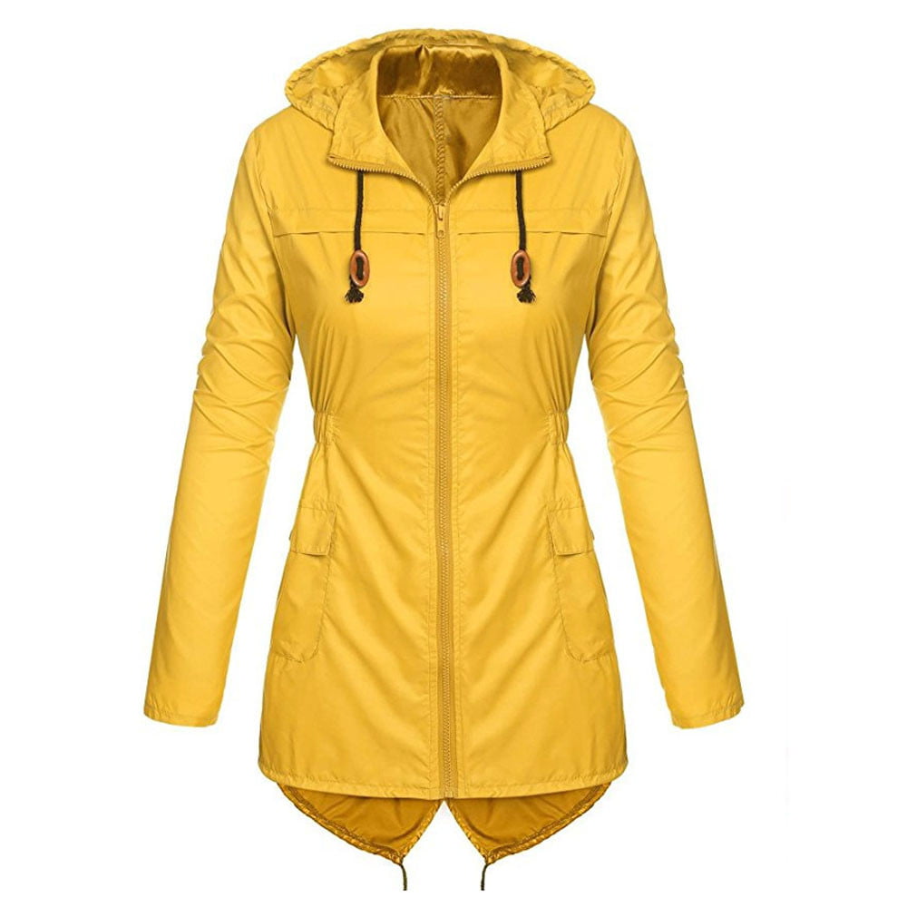 EASTHER Womens Waterproof Lightweight Raincoat Hooded Rain Coats Active Outdoor Rain Jacket S-XXL