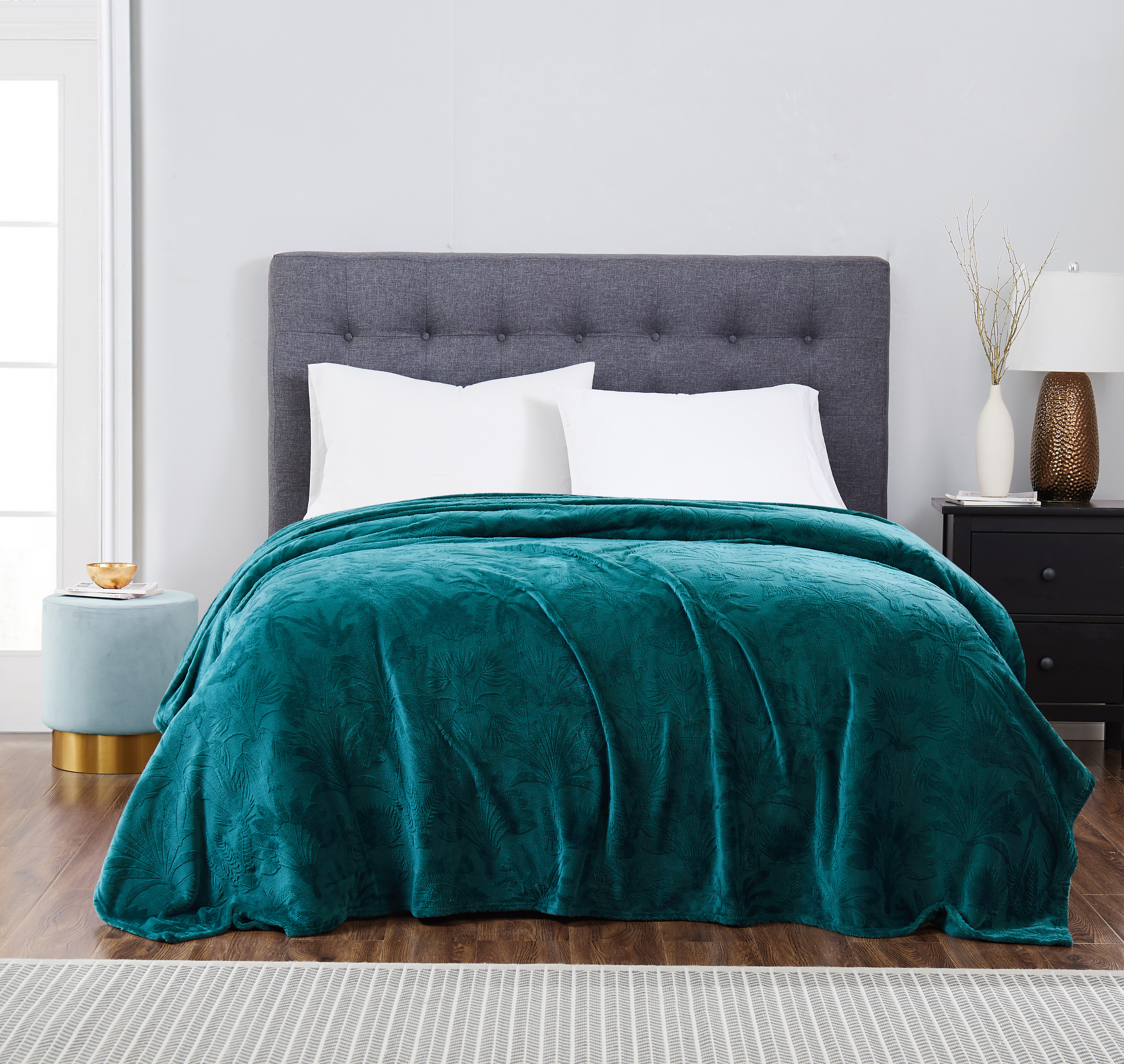 Velvet Plush Blanket Tropical Green Full/Queen 86x86