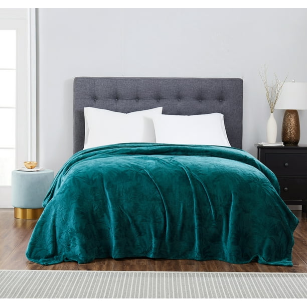 Velvet Plush Blanket Tropical Green Full/Queen 86x86