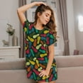 thumbnail image 3 of Kdxio Chemise de Nuit Imprimé Ananas Fruit Coloré pour Femmes Manches Courtes Chemise de Nuit Décontractée Imprimée Robe de Nuit Ample Confortable Pyjama, 3 of 6