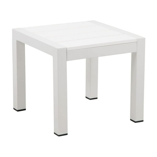 Mesa auxiliar Benzara Josh, 46 x 41 x 41 cm, aluminio blanco