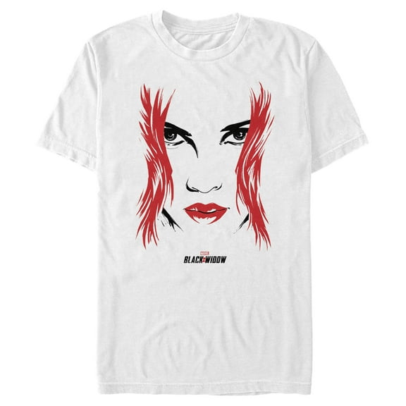 Men's Marvel Black Widow Painted 80's Face  Graphic Tee White Small