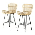 thumbnail image 2 of South Shore Balka Rattan Counter Stool with Armrests, Set of 2, in Rattan and Black, 2 of 14