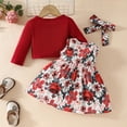 thumbnail image 3 of Kuleyang 3PS Toddler Little Girls Dress and Cardigan Sets Floral Print Sleeveless Dress and Long Sleeve Cardigan Ruffle Shrug Fall Winter Party Clothes Set 9-12 Months, 3 of 9