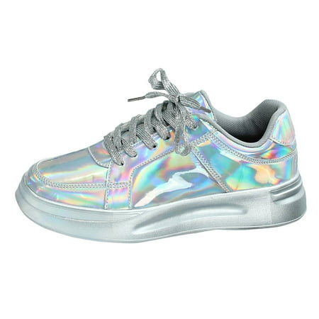 Mepaouo Fashion Sneakers Women Thick Sole Glitter Running Shoes Sequin Comfortable Flatform Shoes