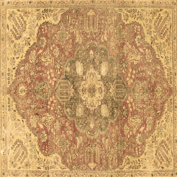 Ahgly Company Indoor Square Medallion Brown Traditional Area Rugs, 6' Square