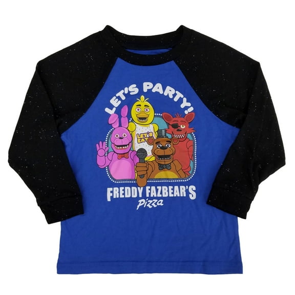 Five Nights At Freddy's Little Boys Let's Party Raglan Long Sleeve Shirt Small 4