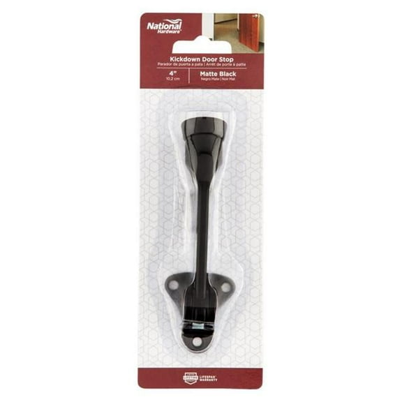 National Hardware 5060133 1.63 in. Zinc Matte Kick-Down Door Holder Mounts to Door, Black - Pack of 5