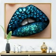 thumbnail image 2 of Designart 'Woman Lips With Black Lipstick Blue Diamonds' Modern Framed Canvas Wall Art Print, 2 of 5