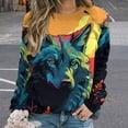 thumbnail image 2 of Sweatshirt For Womens Crewneck Colorful Lone Wolf Hoodies Teen Girls Cute, 2 of 7