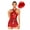 Red, variant on Yartina Women Sequin Tassel Latin Dance Bodysuit With Hat Fringe Tango Samba Dance Dress Ballroom Red L