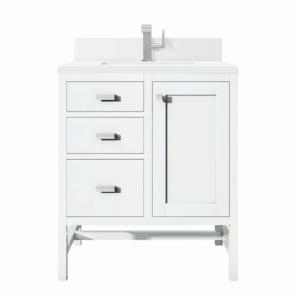 James Martin Vanities E444-V30-1Wz Addison 30" Single Basin Wood Vanity Set - White