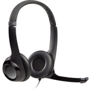 Logitech H390 Wired Headset, Stereo Headphones with Noise-Cancelling Microphone, USB, In-Line Controls, PC/Mac/Laptop - Black