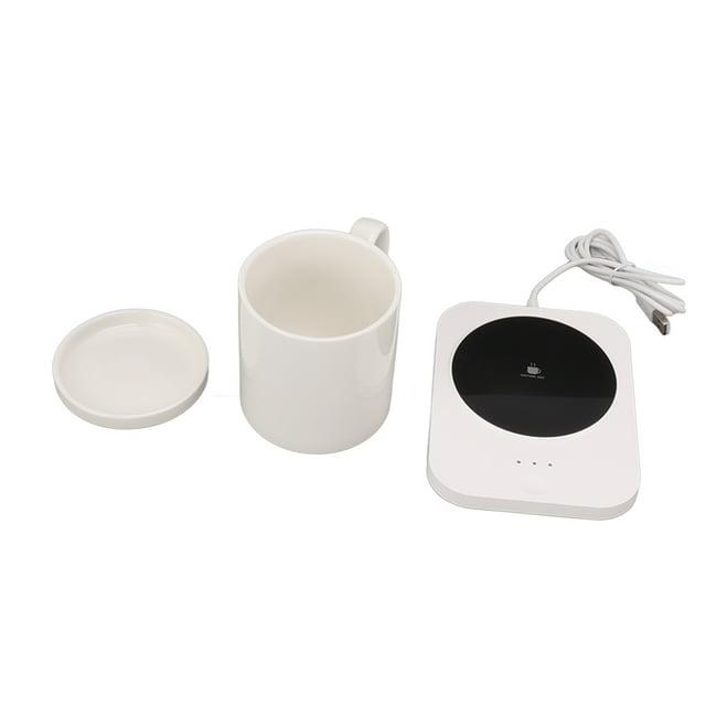 Beverage Warmer, Temperature Memory Function Coffee Mug Electric Warmer With Ceramic Cup For Office Black,White