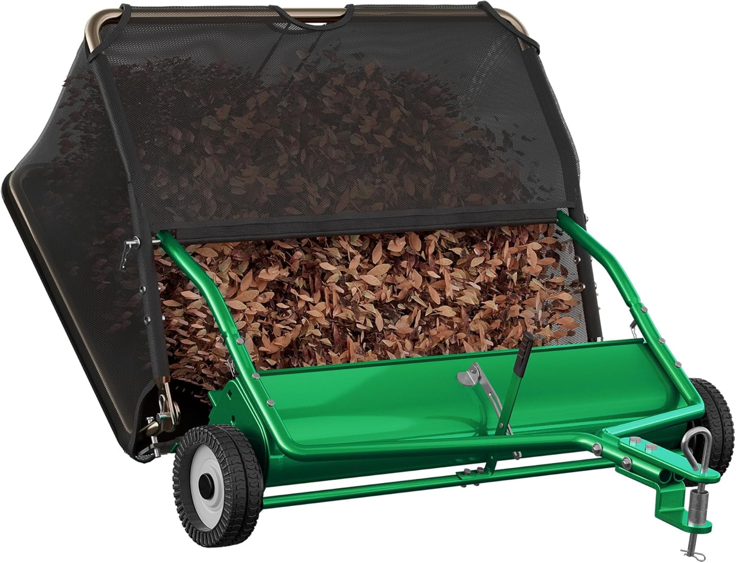 PPOLB 48" Tow-Behind Lawn Sweeper, Pull Behind Grass and Leaf Collector with 25 cu. ft Hopper, Adjustable Brush Height Lever & Dumping Rope for Lawn and Yard Cleanup