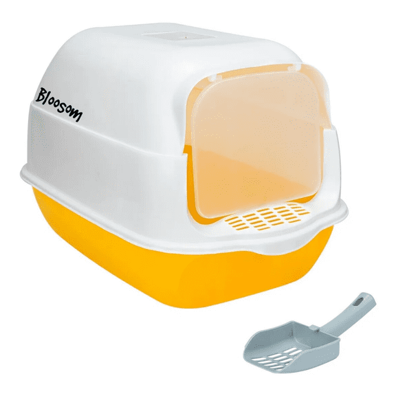 Arenero  Bloosom Sanitario Cerrado Para Gato Con Pala Puerta Abatible Naranja