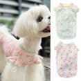thumbnail image 2 of Flying Sleeves Pet Vest - Floral Printing Delicate Hemming Summer Dog Costume with Fruit Pattern Shirt for Home Wear, 2 of 8