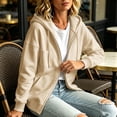 thumbnail image 3 of Edvintorg Women's Jackets Loose Zip up Long Sleeve Coat Fall Winter Casual Hooded Outerwear with Pocket Women's Clothes S-2XL Beige, 3 of 7