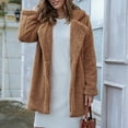 thumbnail image 5 of IROINNID Women's Mid-Length Shearing Jacket Notch Lapel Solid Color Long Sleeve Loose Button Thickened Plush Coat, Khaki, 5 of 7